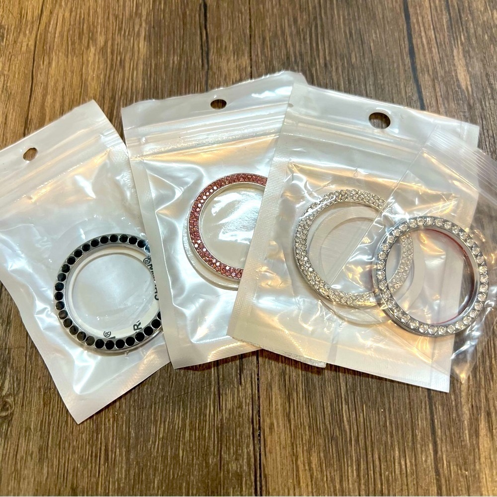 NWT Four Crystal Key Ignition Push Start Stop On Off Radio Volume Button Ring